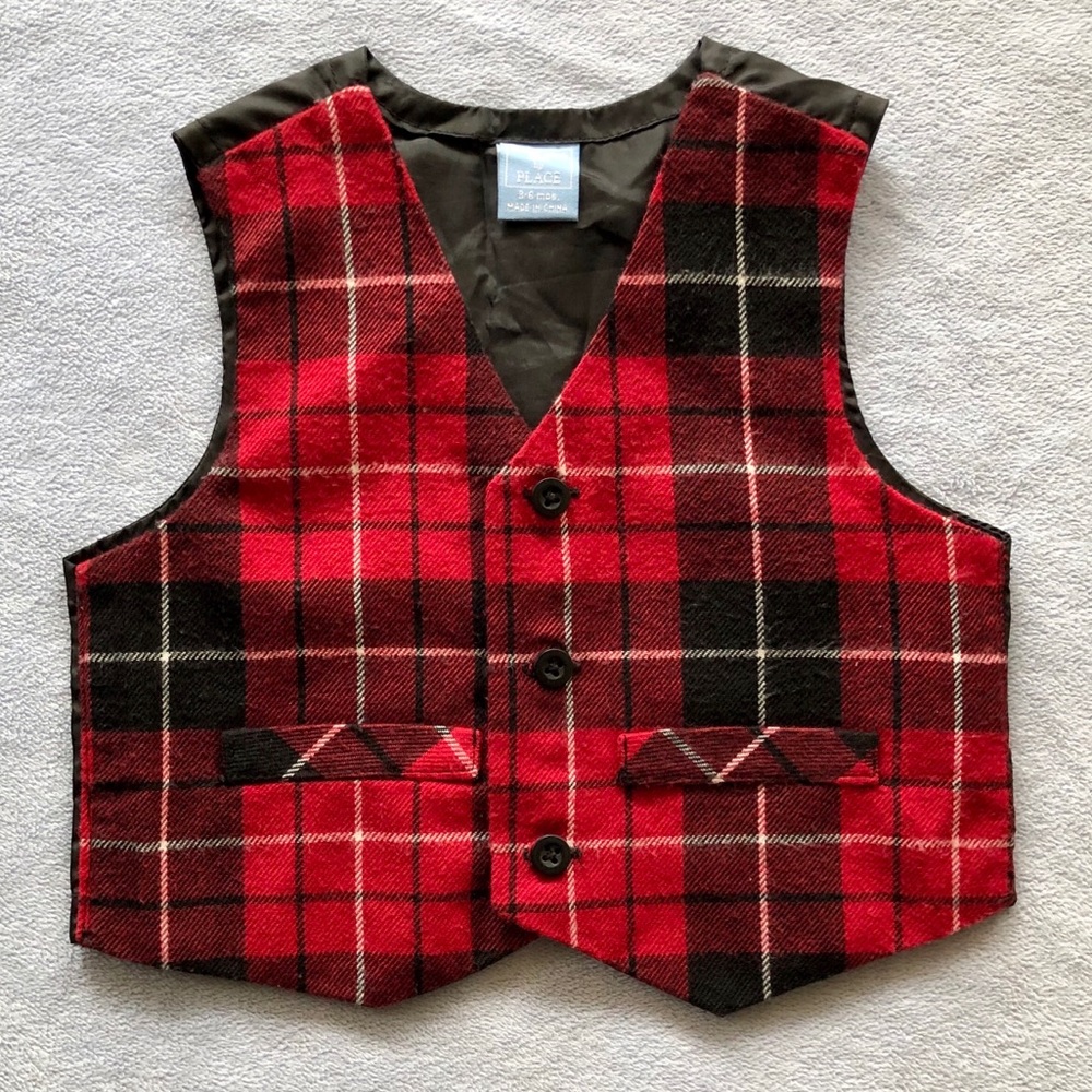 Children’s Place Baby Holiday Plaid Vest Size 3-6M